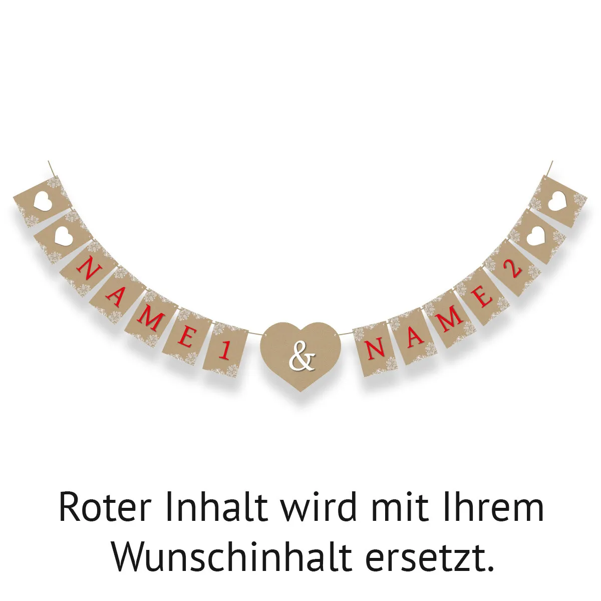 Hochzeit Wimpelkette - Rustikal Kraftpapier Look