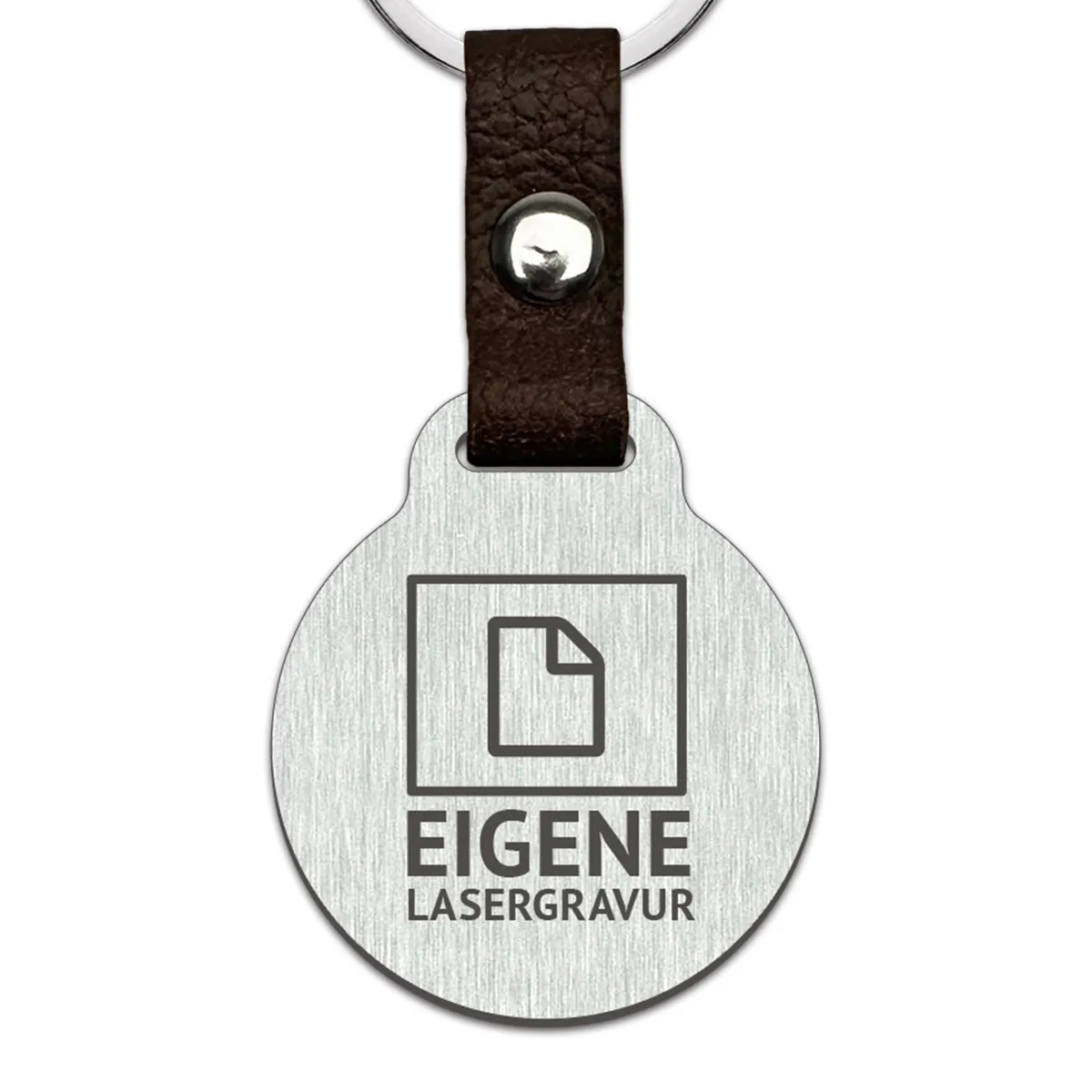 Personalisierter Edelstahl Anhänger mit Echt-Leder - Eigene Gravurdatei hochladen