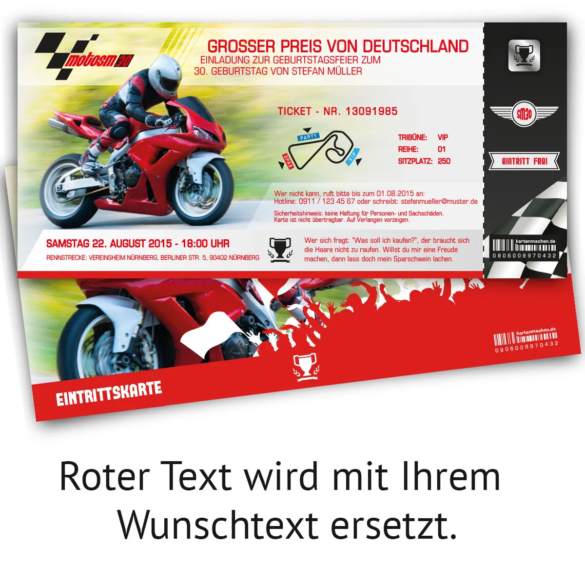 Einladungskarten - Motorrad Rennen