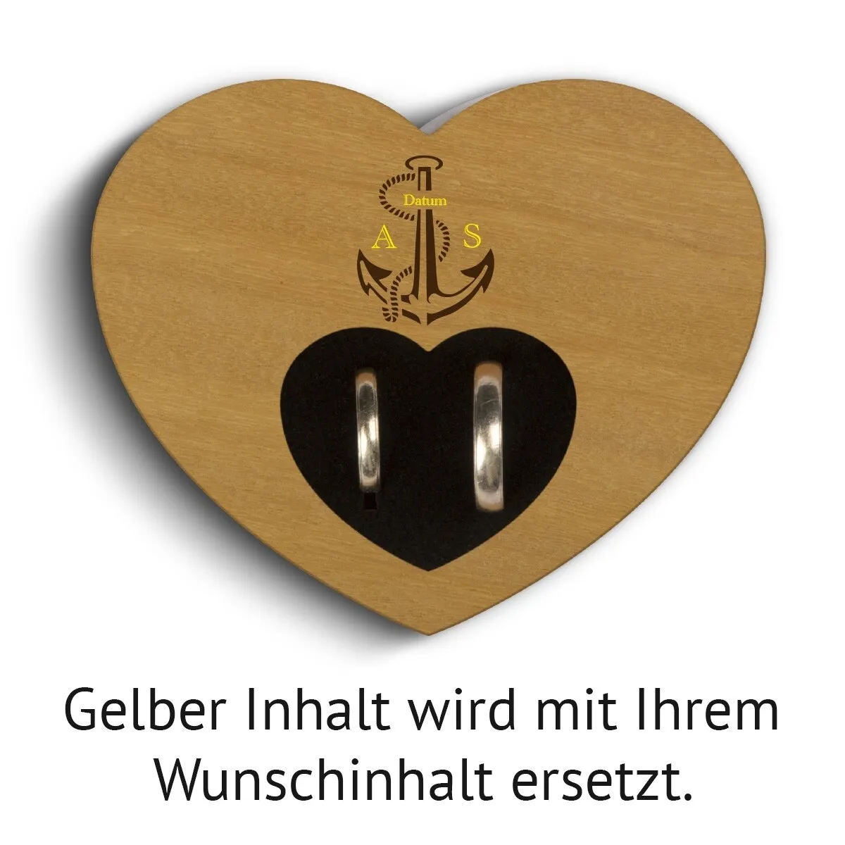 Hochzeit Herz Ringkissen Garapa Holz - Anker