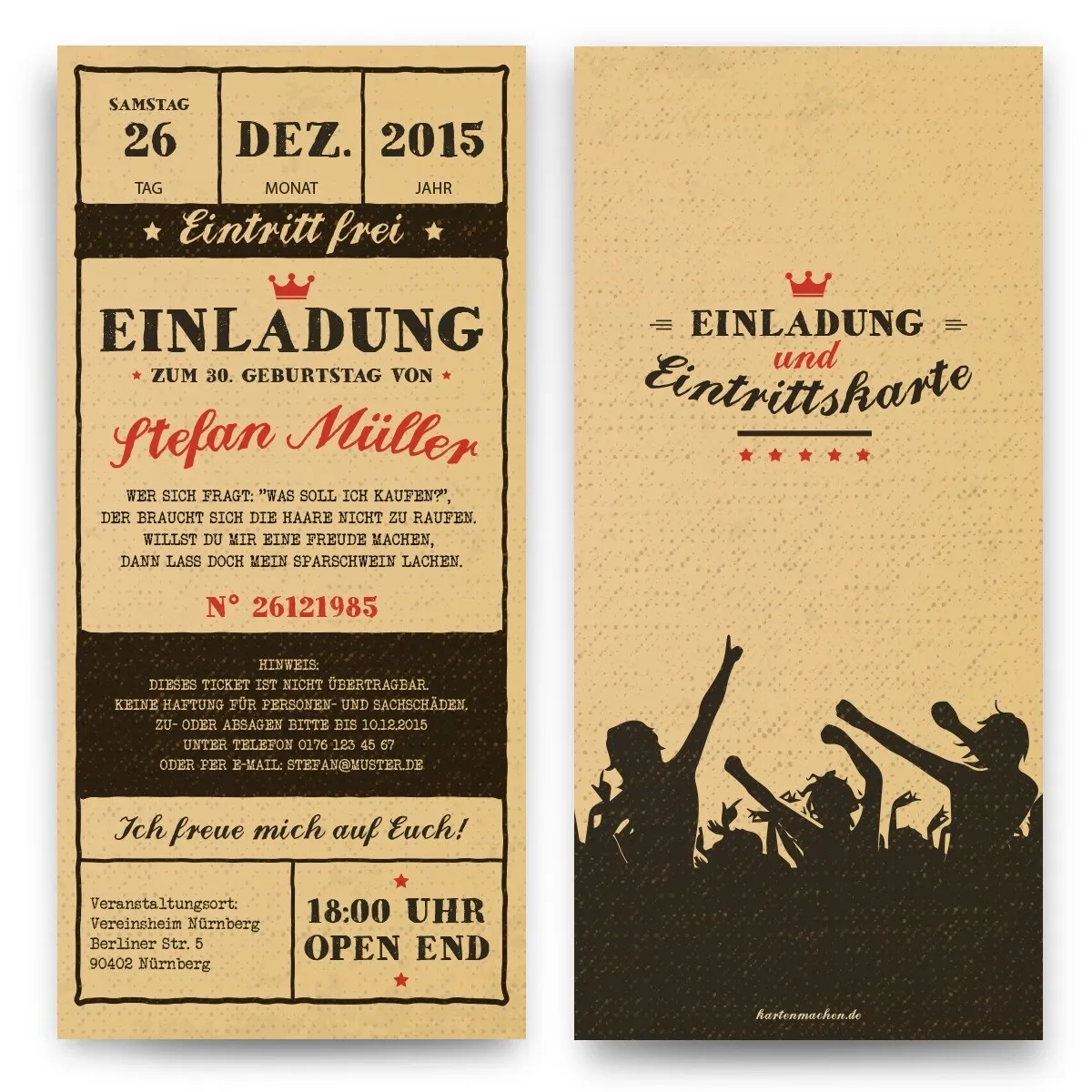 Geburtstagseinladungen - Vintage Ticket