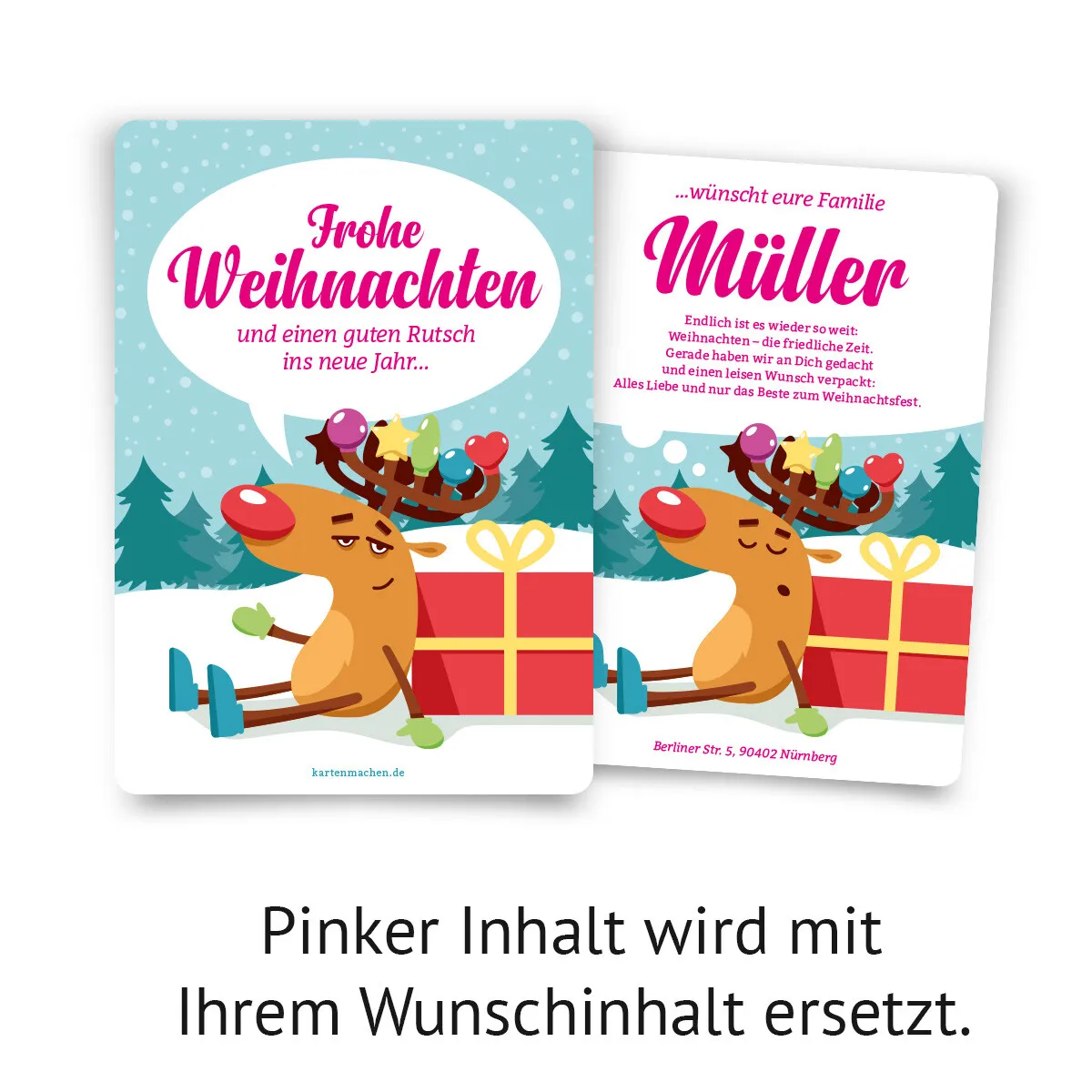 Witzige Weihnachtskarten - Erschöpftes Rentier