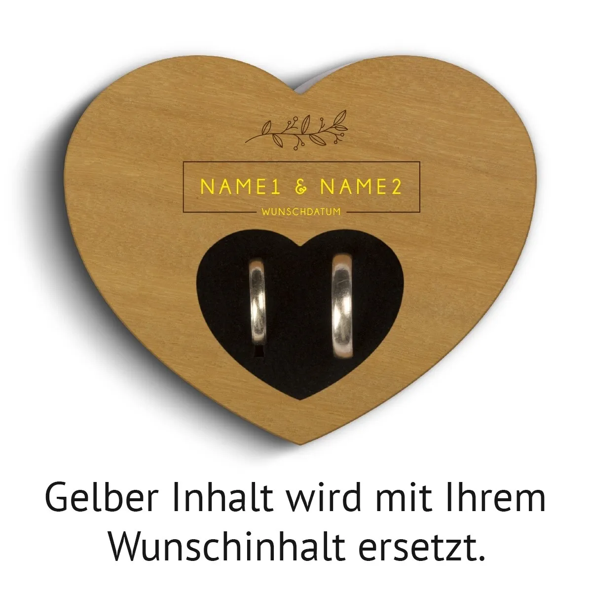 Hochzeit Herz Ringkissen Garapa Holz - Namensbox