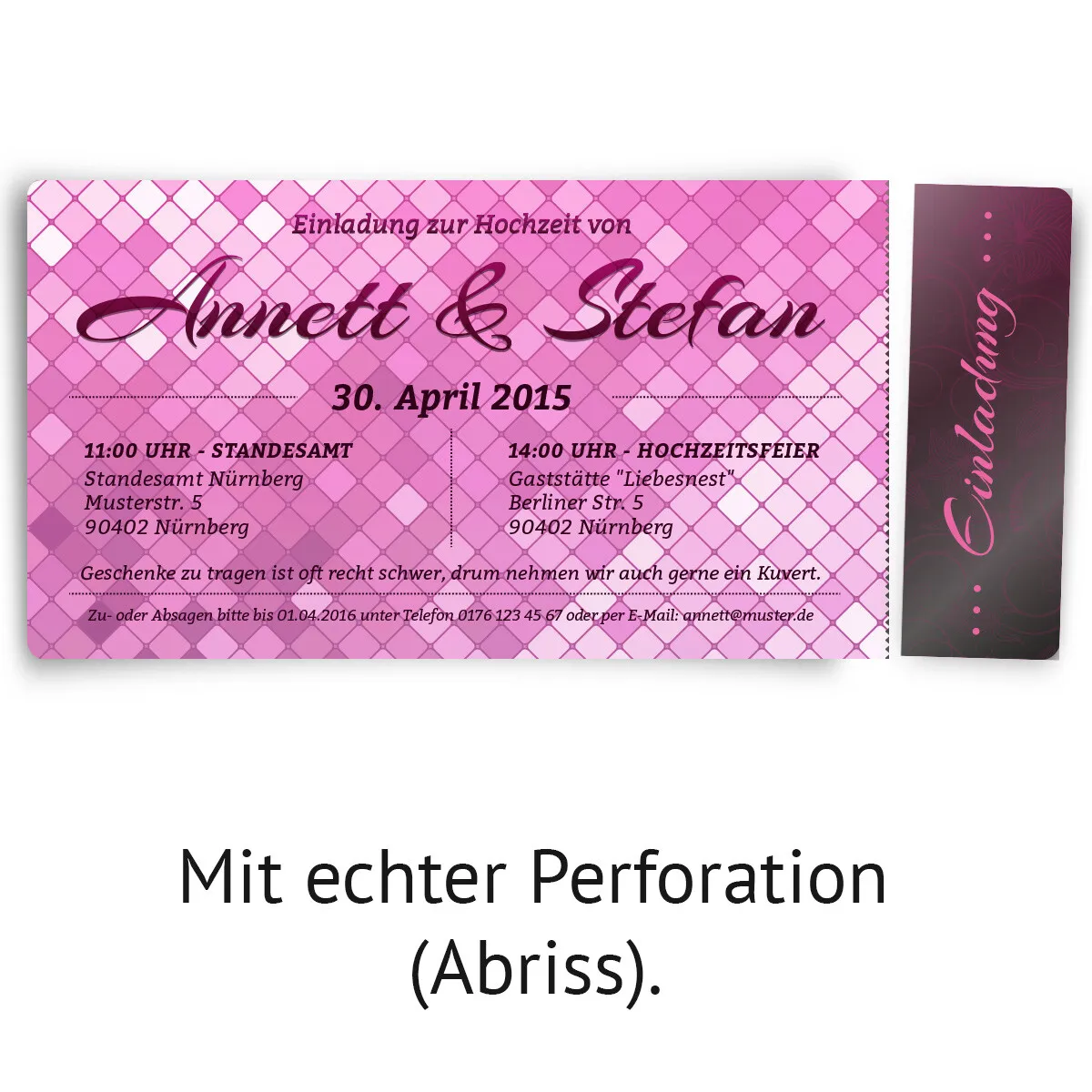 Hochzeitseinladungen - Glamour in Pink