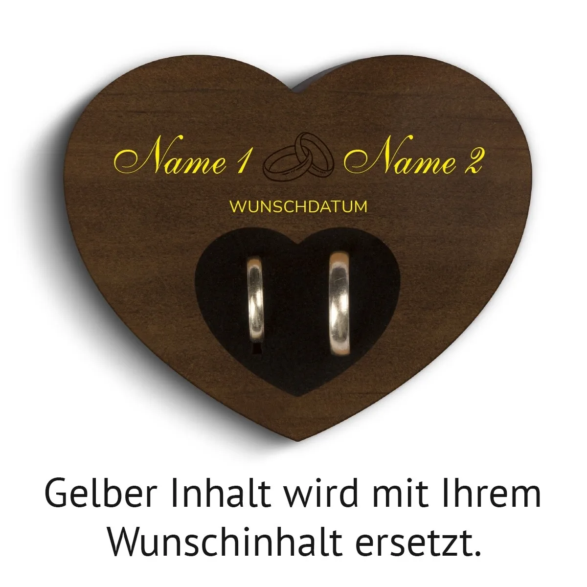 Hochzeit Herz Ringkissen Kebony Holz - Ringe