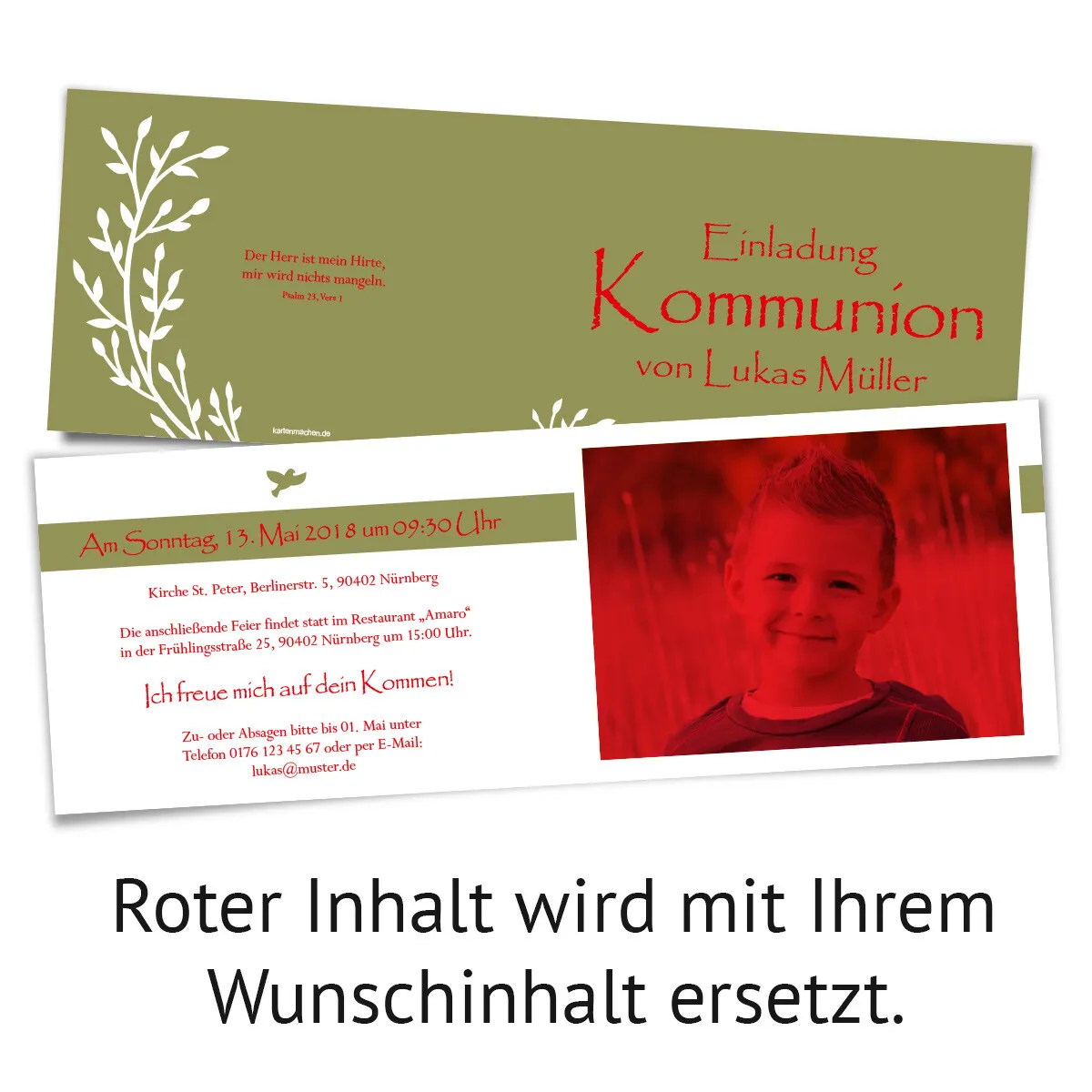 Kommunion Einladungskarten - Wachsende Knospen