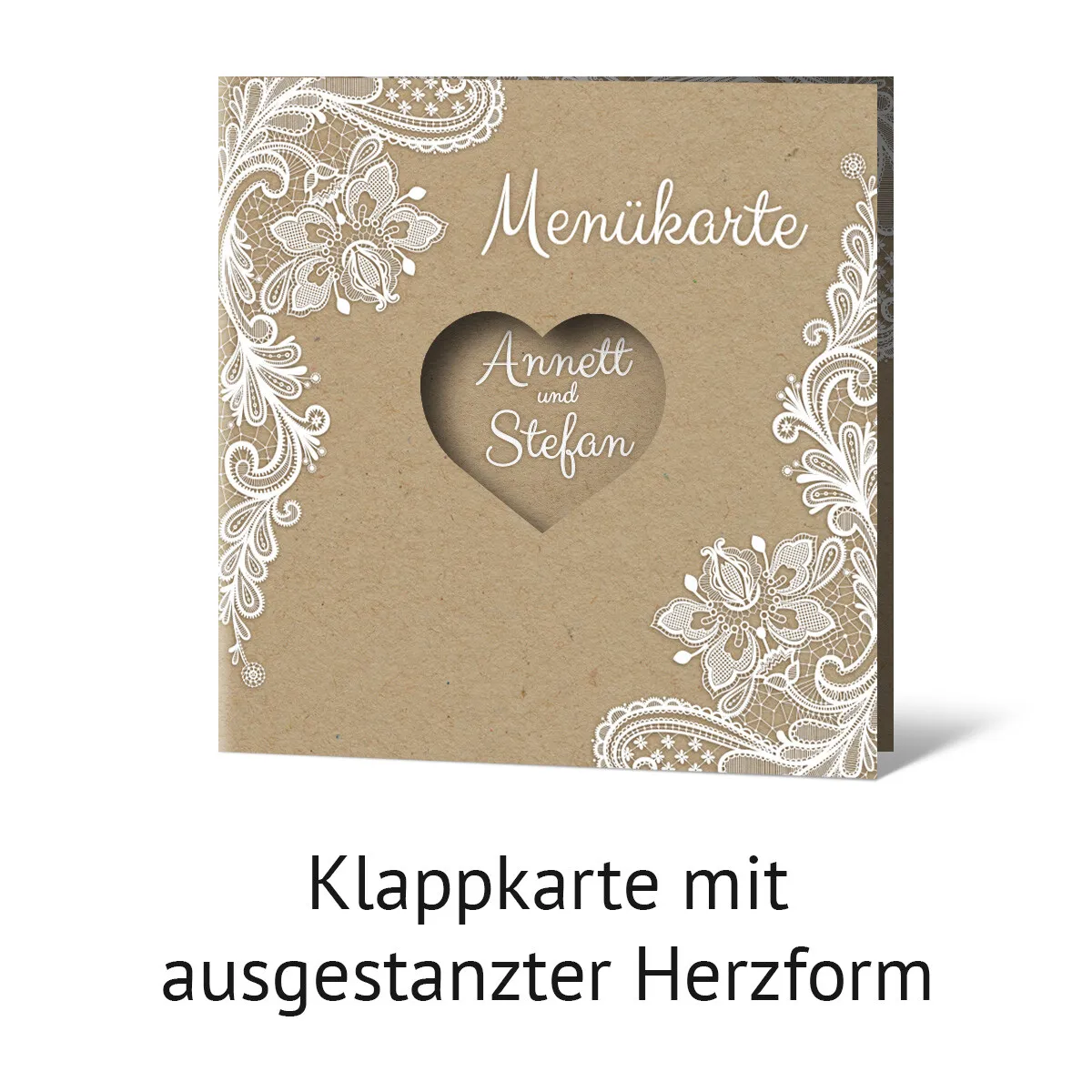 Lasergeschnittene Hochzeit Menükarten - Rustikal Kraftpapier