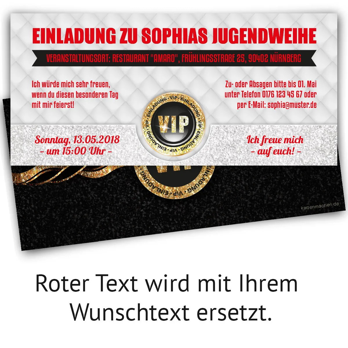 Einladungskarten zur Jugendweihe - VIP Gold