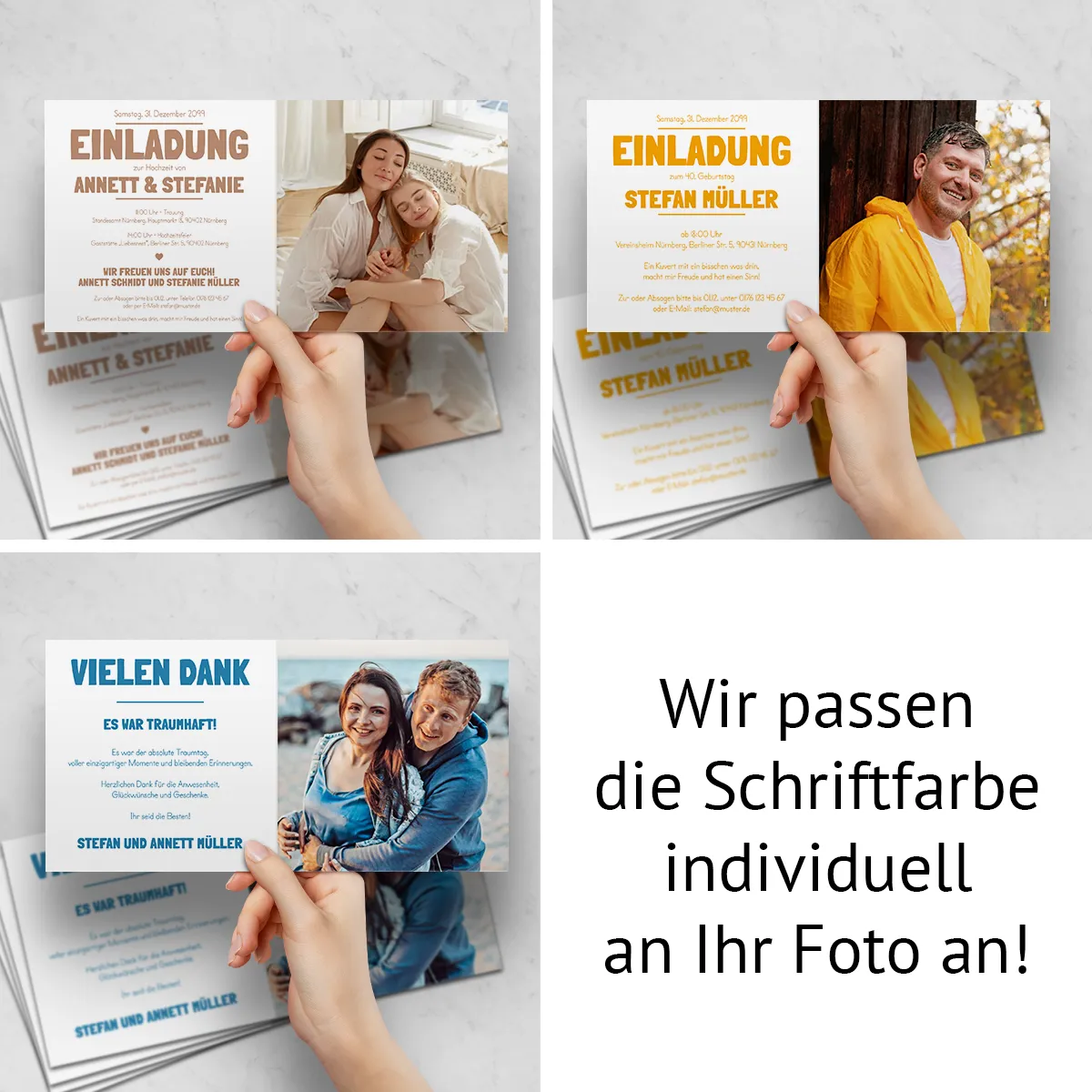 Taufe Einladungskarten - Fotoschrift