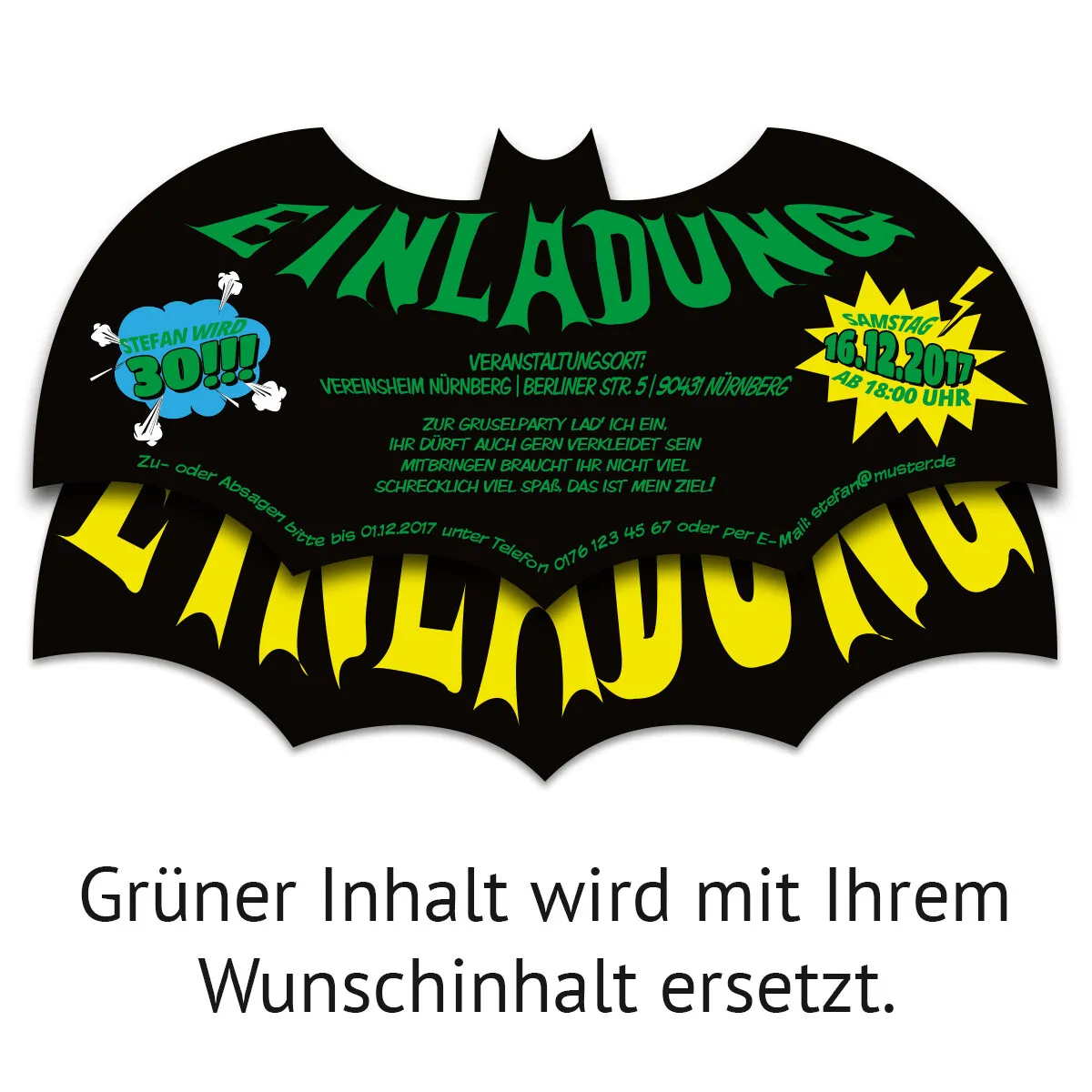 Lasergeschnittene Halloween Einladungen - Fledermaus