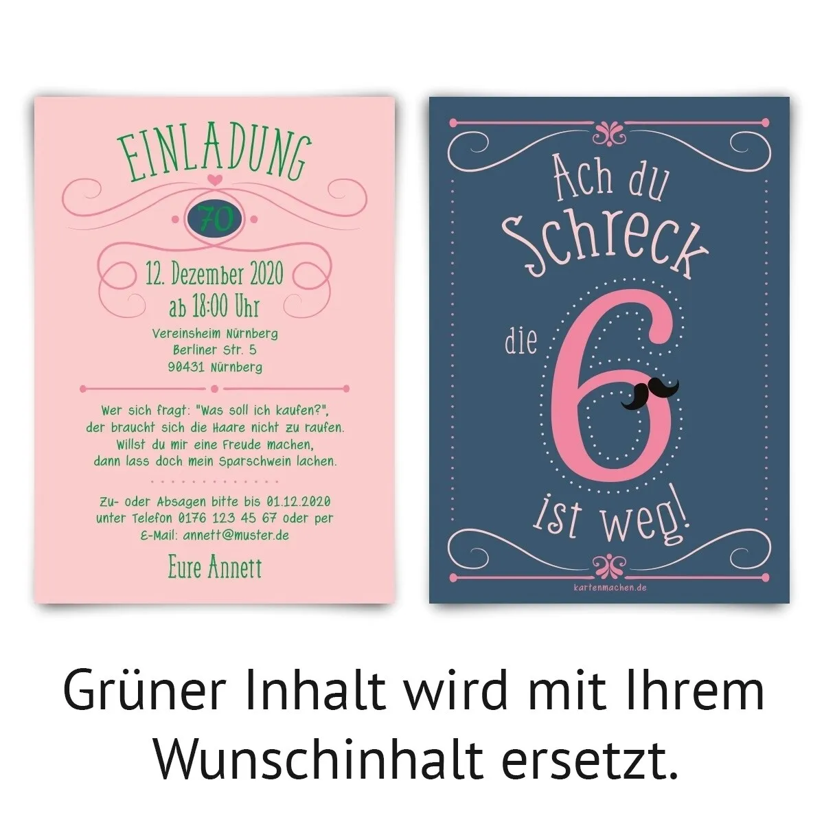 70. Geburtstag Einladungskarten - Die 6 ist weg