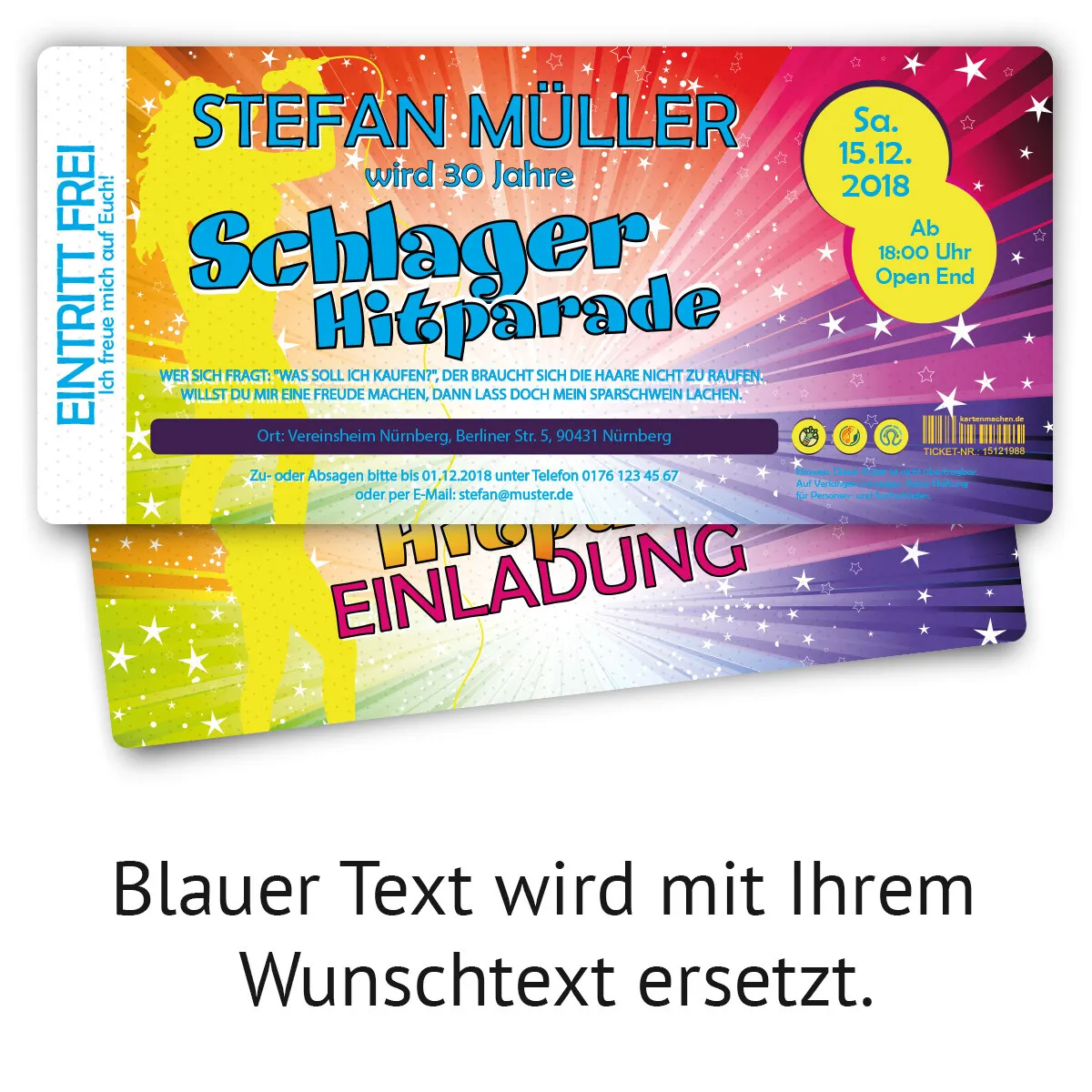 Geburtstag Einladungskarten - Schlager Hitparade