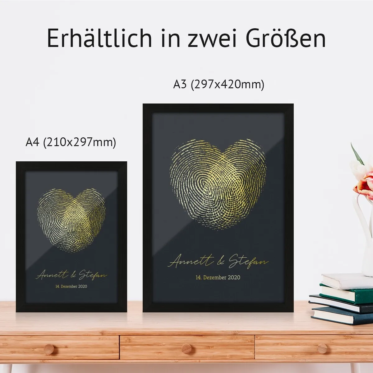 Personalisiertes Kunstdruck Poster mit Heißfolienprägung - Fingerabdrücke