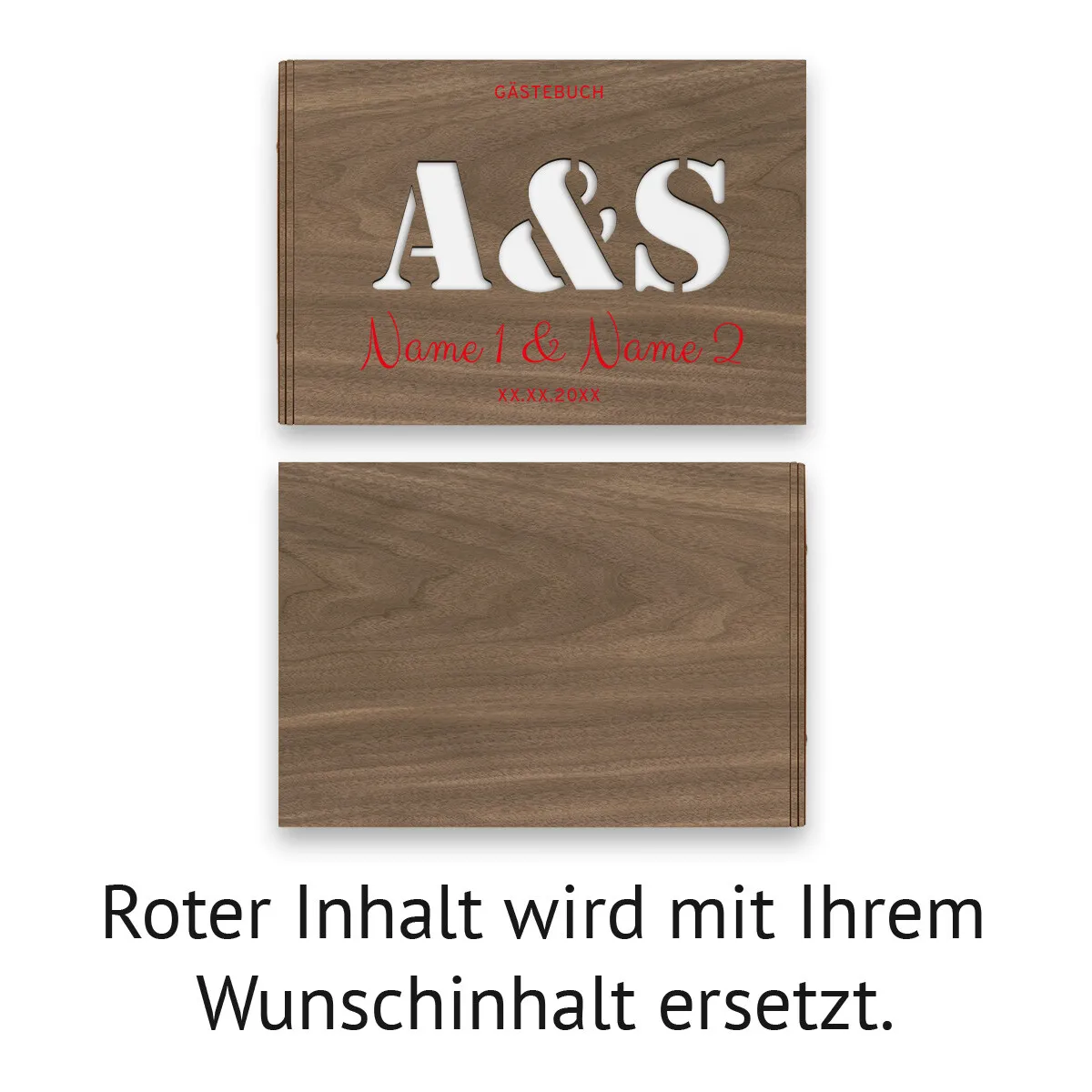 Personalisiertes Hochzeit Gästebuch A4 - Initialen als Stanze