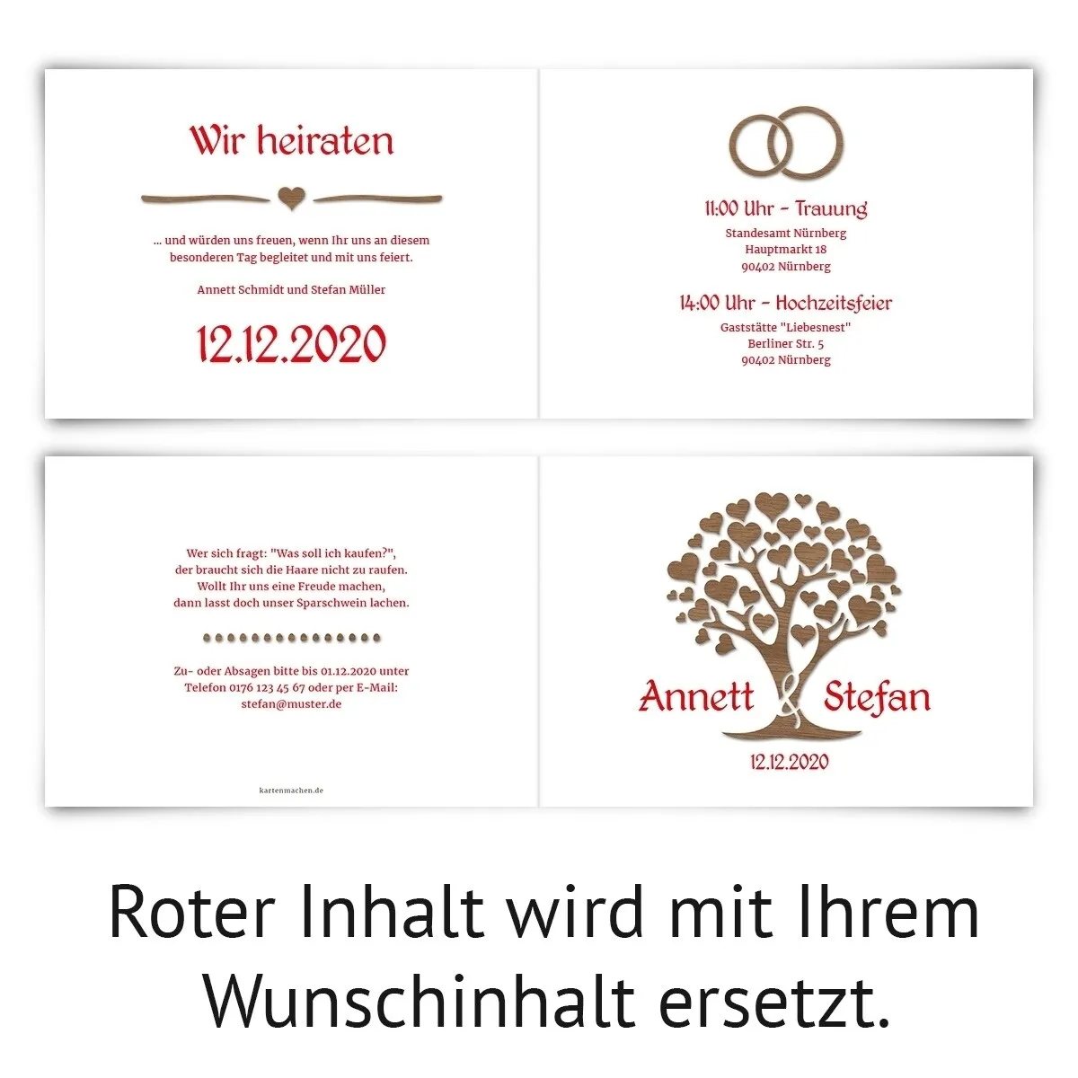 Hochzeitseinladungen - Herzbaum