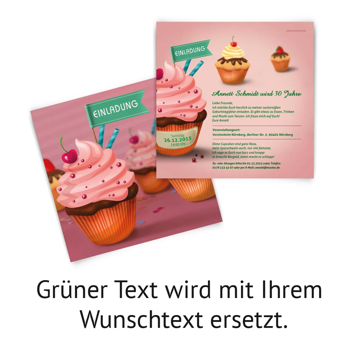 Geburtstagseinladungen - Cupcake