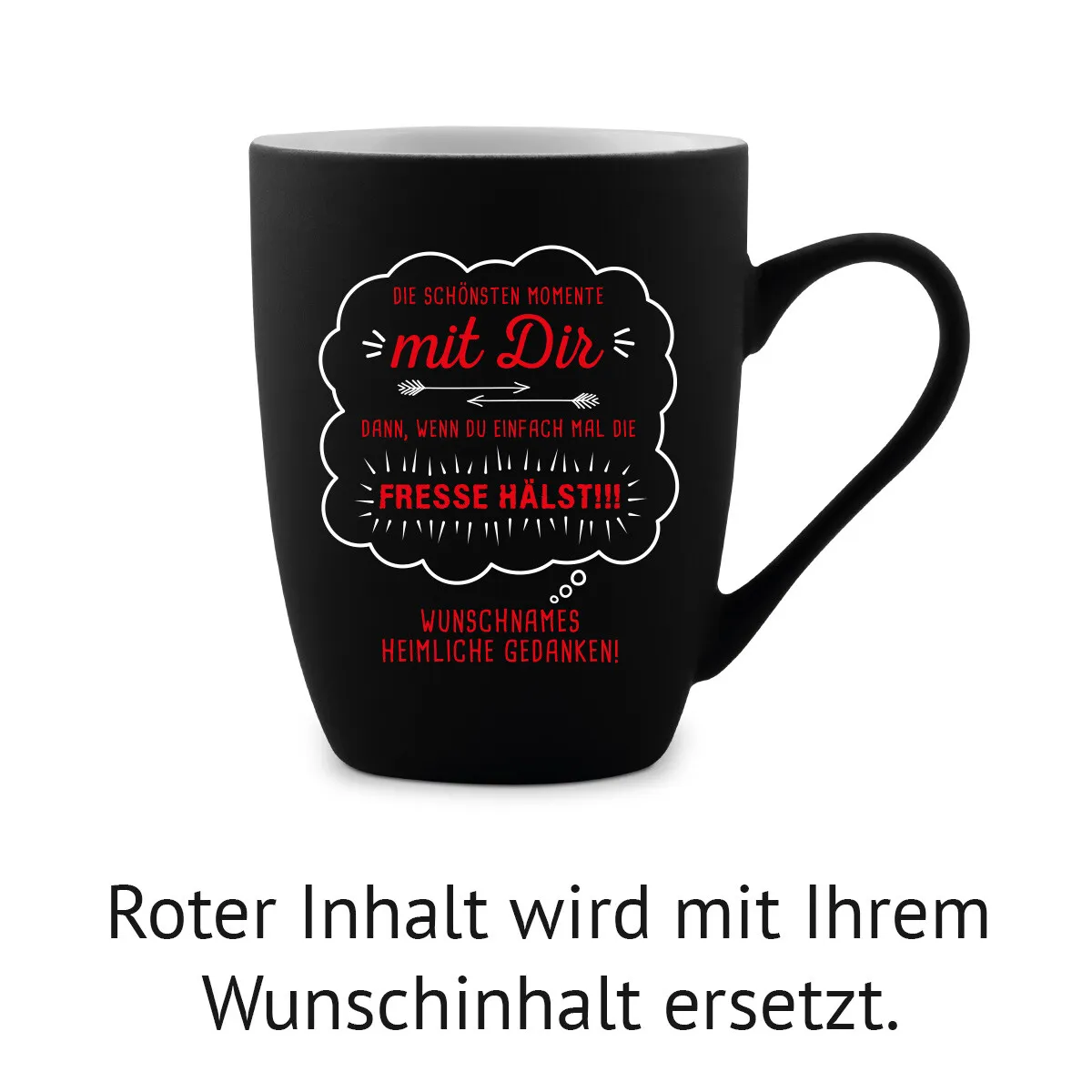 Tasse 300 ml Keramik gummiert Schwarz - Schönste Momente