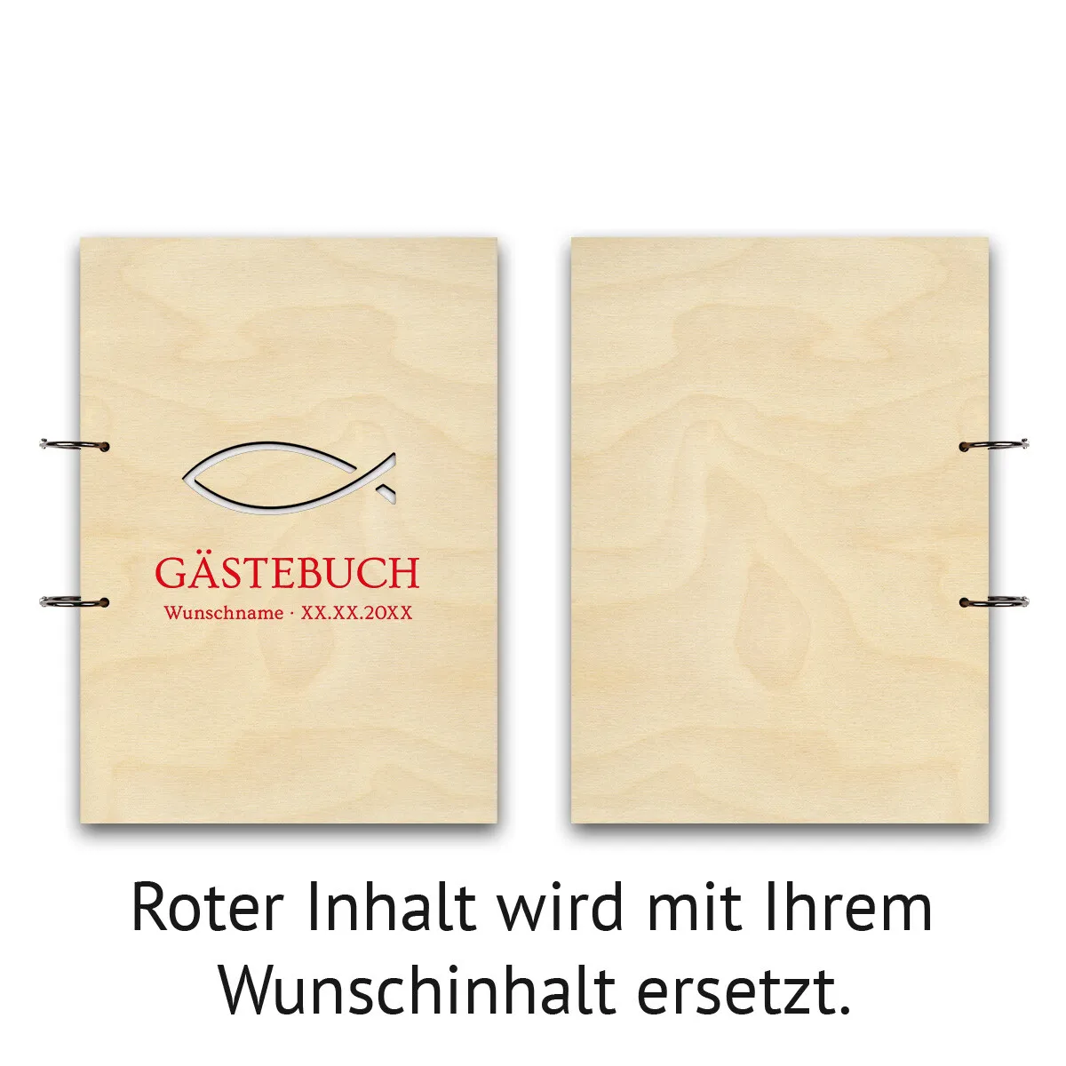 Personalisiertes Gästebuch Kondolenzbuch A4 - Jesus Fisch