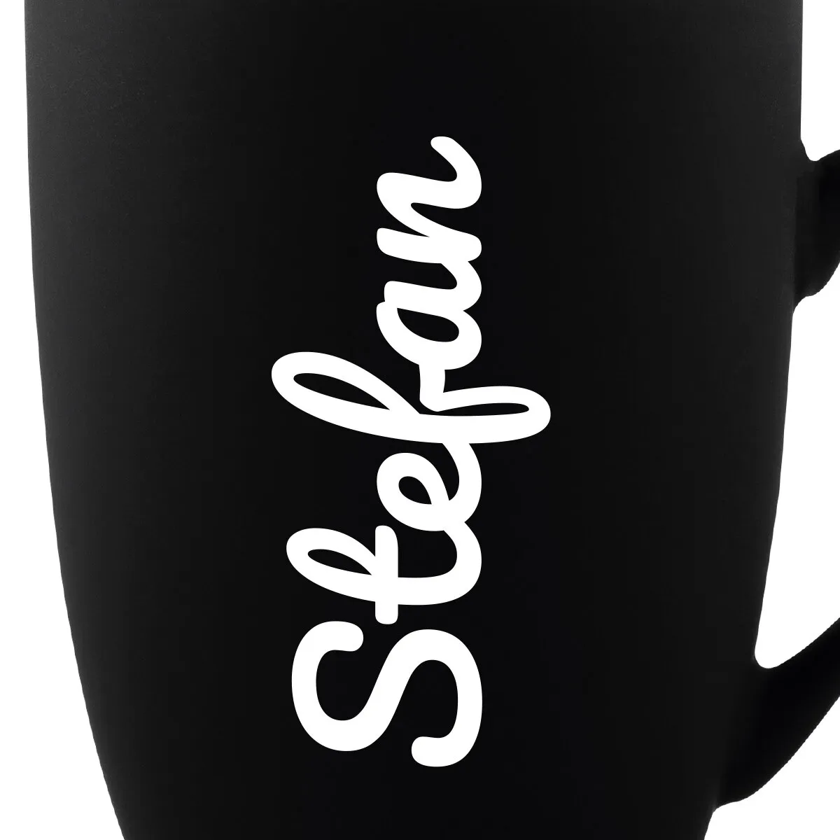 Tasse 300 ml Keramik gummiert Schwarz - Schriftzug Name