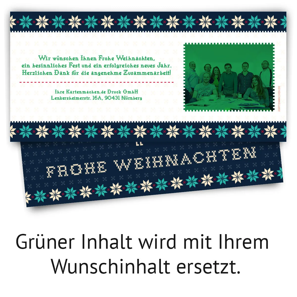 Weihnachtskarten für Firmen - Weihnachtspullover in Blau