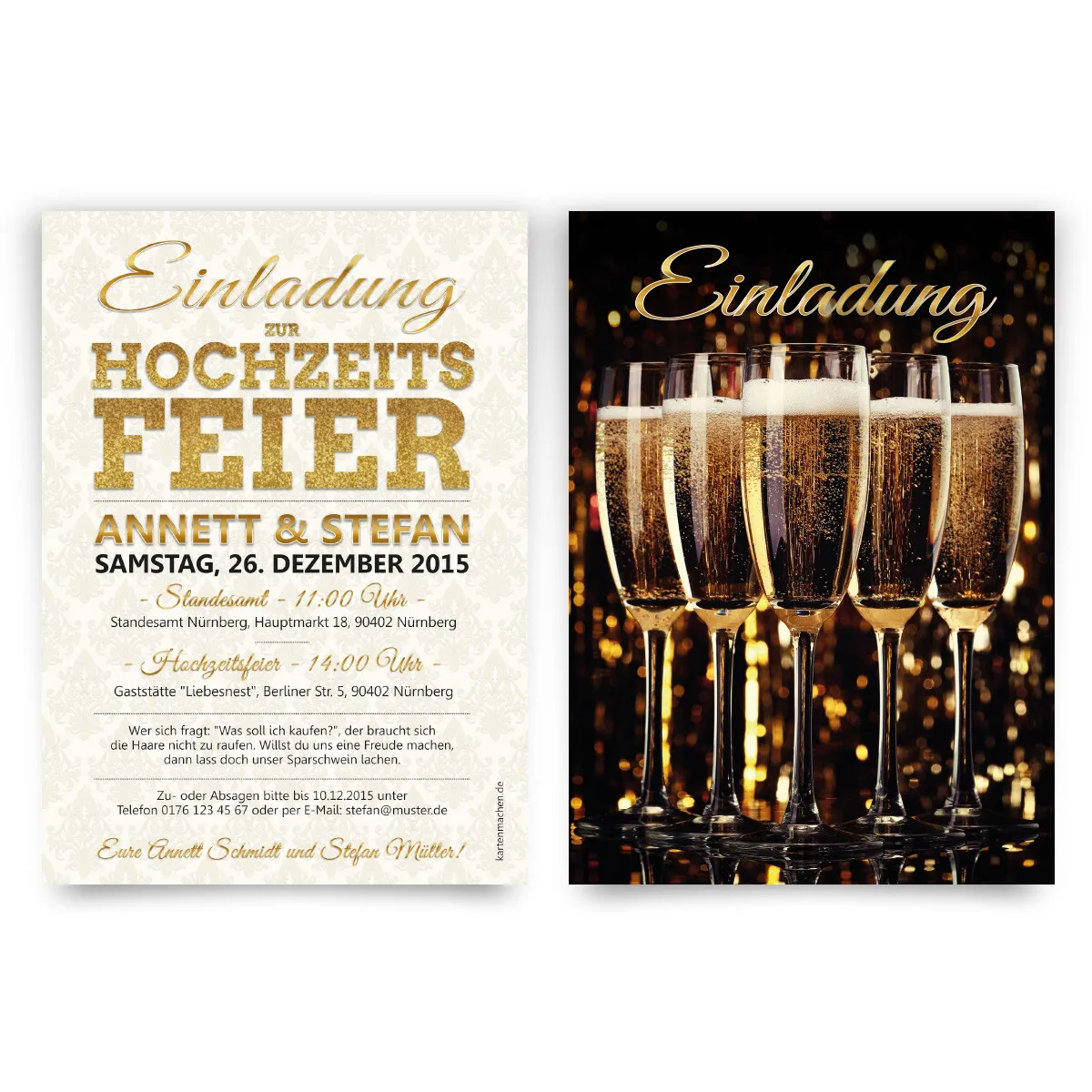 Hochzeitseinladungen - Sekt