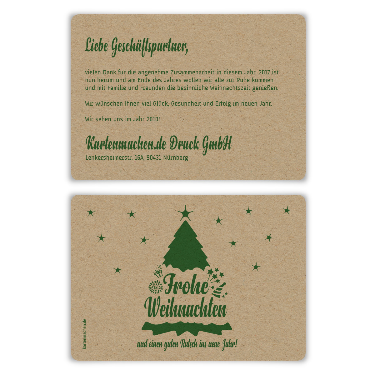 Geschäftliche Weihnachtskarten - Kraftpapier Weihnachtsbaum in Grün