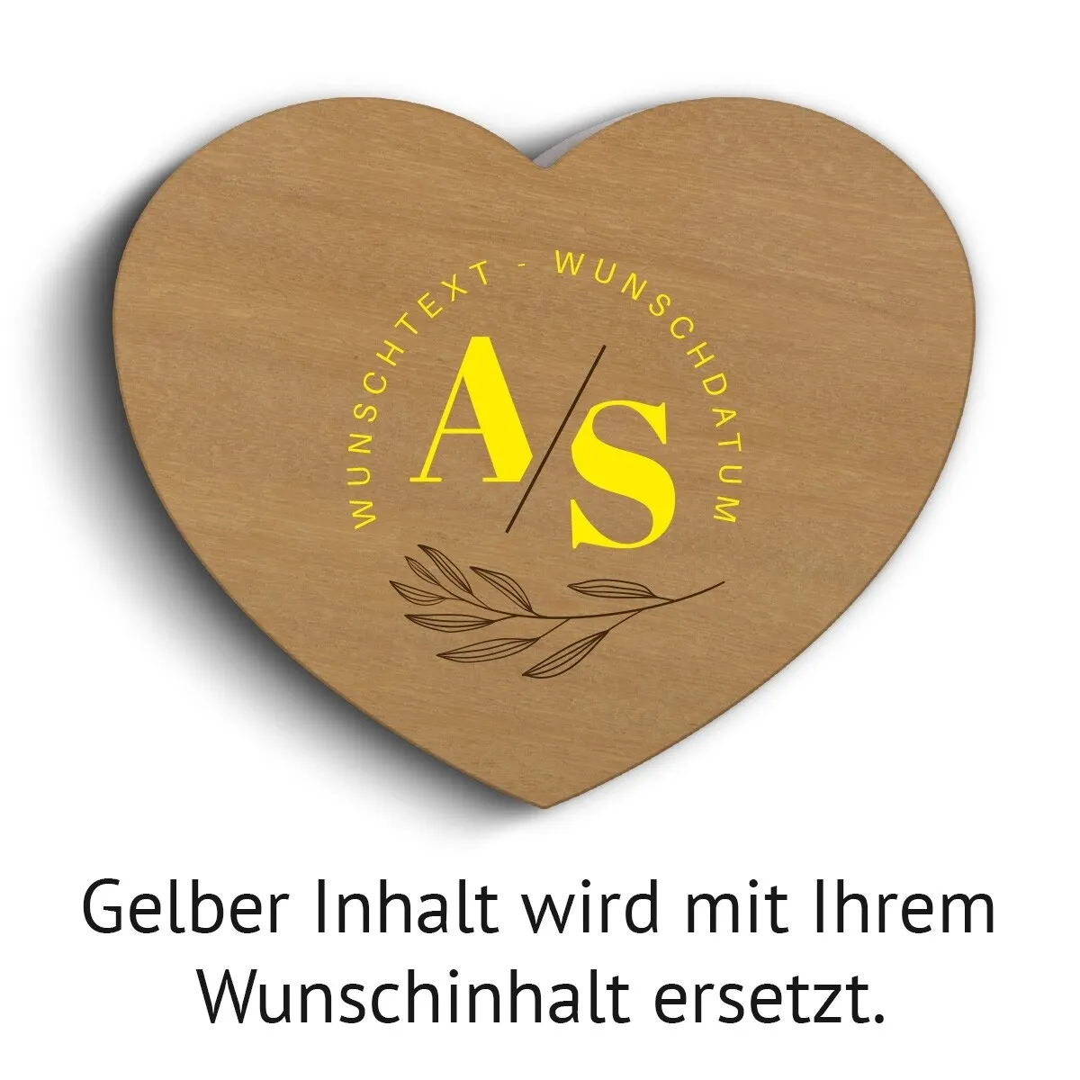 Hochzeit Herz Ringbox Garapa Holz - Initialen Schnitt