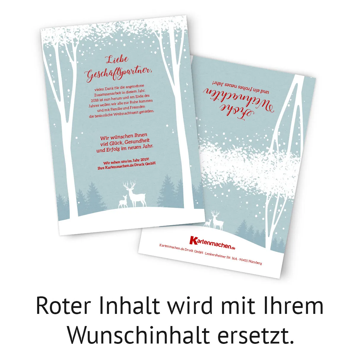 Firmen Weihnachtskarten - Weiße Weihnacht Blau