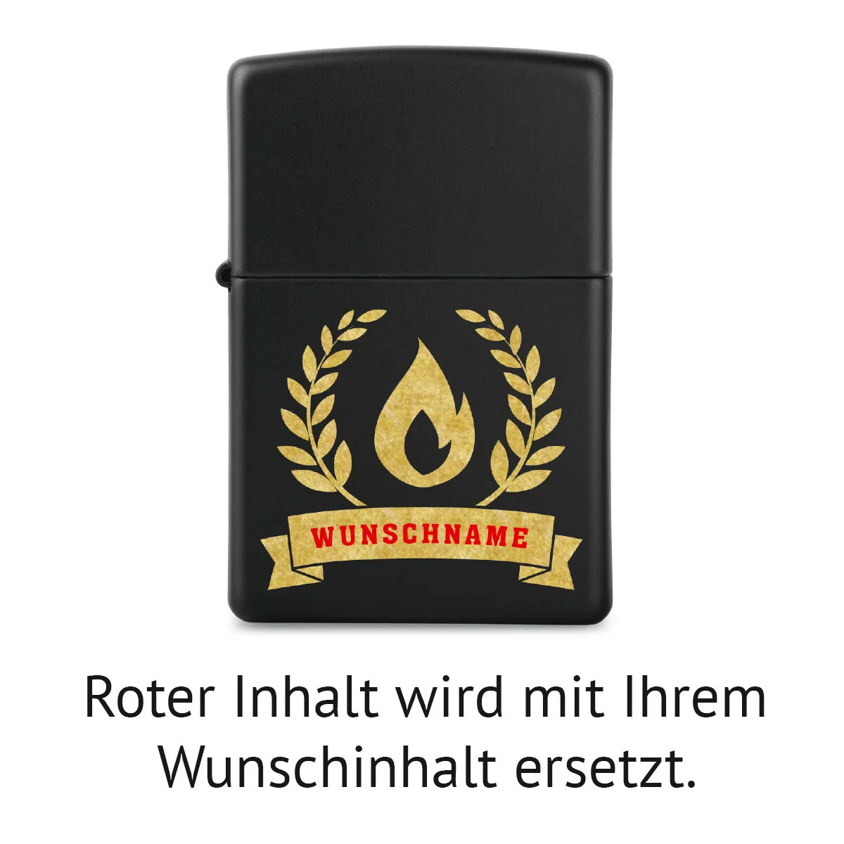 Zippo Sturmfeuerzeug Mattschwarz - Lorbeerkranz