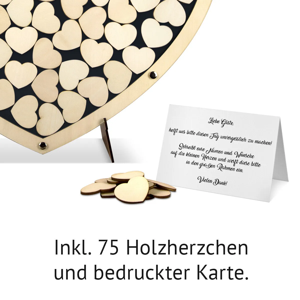 Hochzeit Gästebuch Alternative - Herz aus Holz M Anthrazit