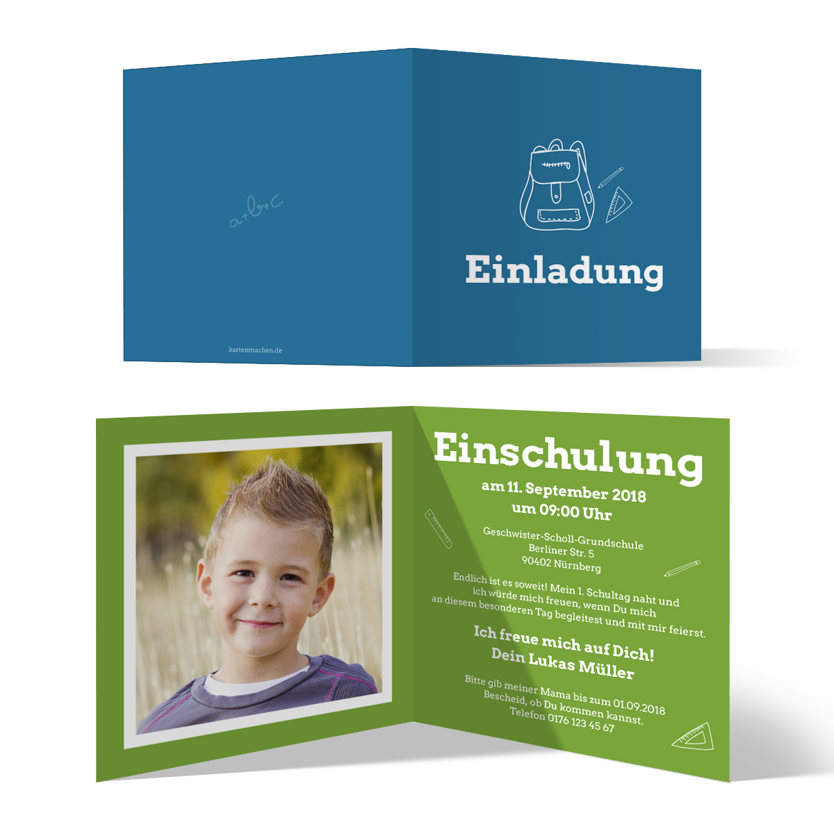 Einladungen zur Einschulung - Schulranzen