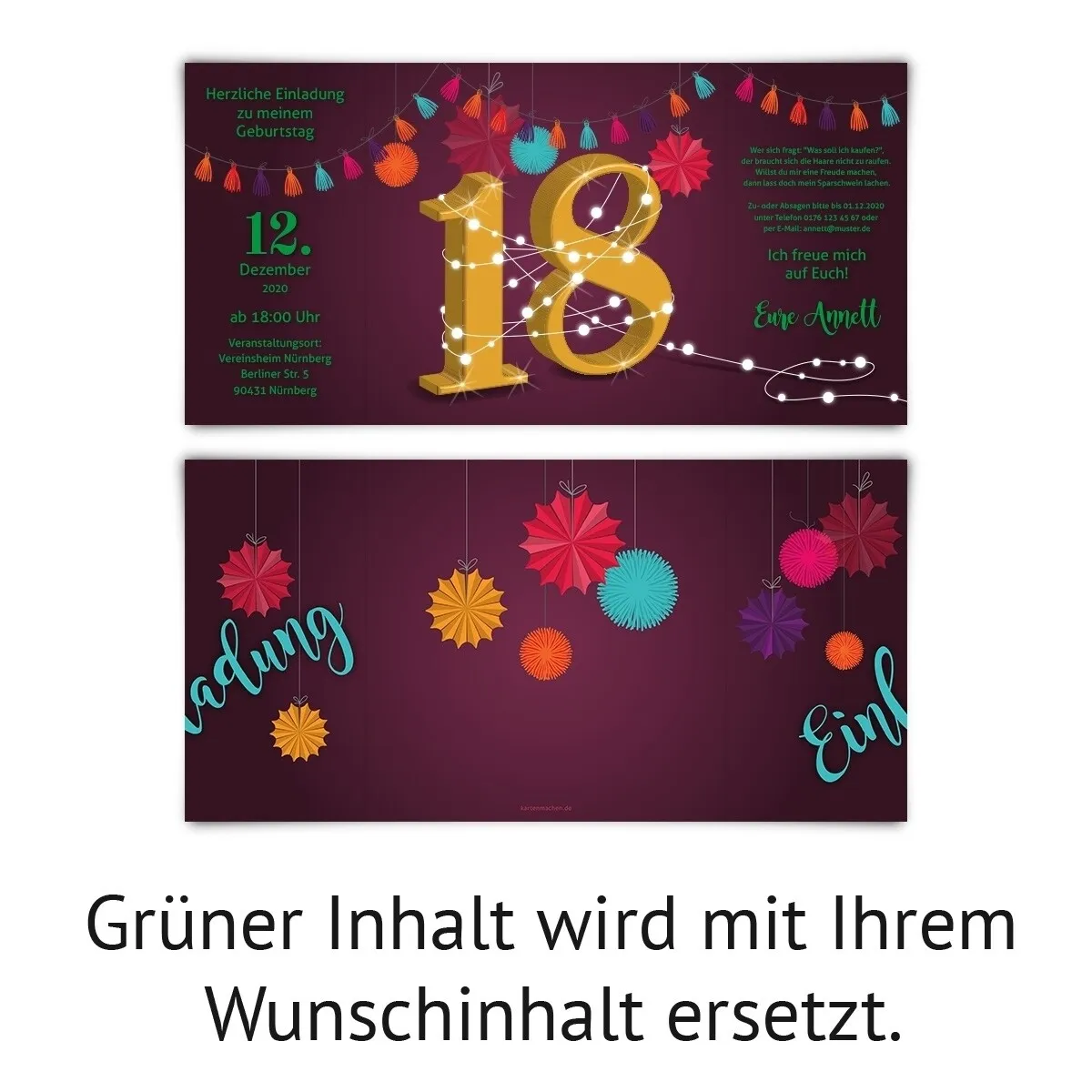 18. Geburtstag Einladungen - Girlande