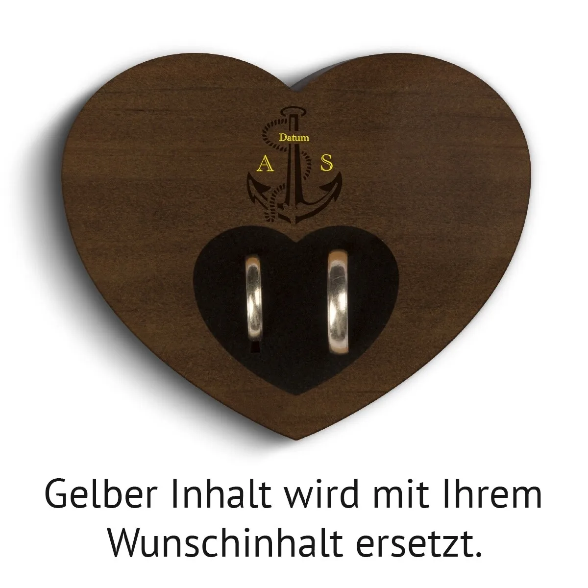 Hochzeit Herz Ringkissen Kebony Holz - Anker