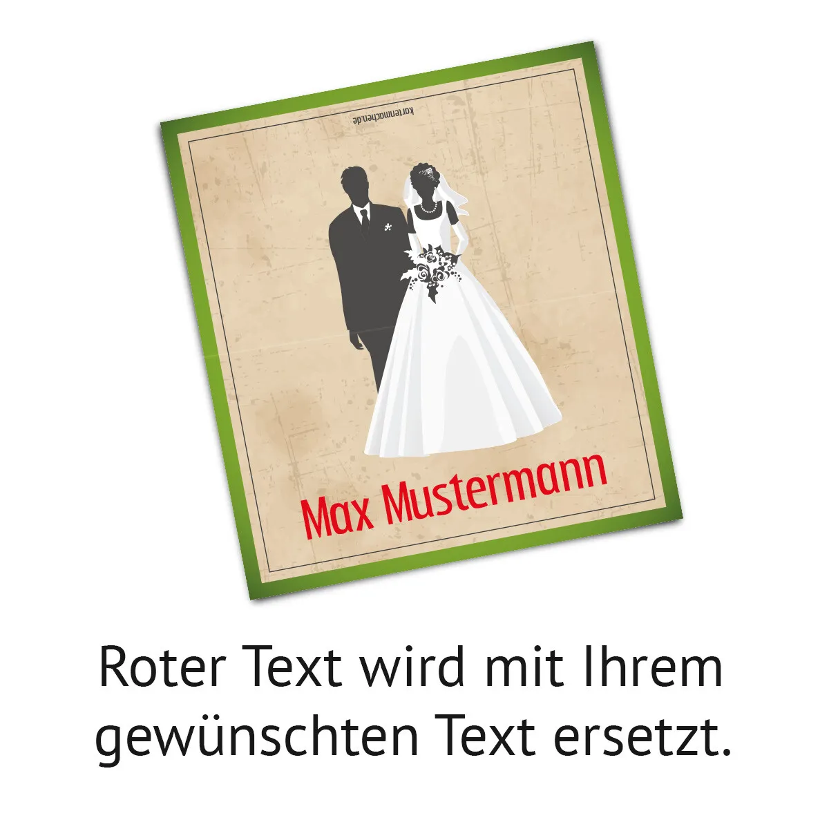 Pop up Tischkarten zur Hochzeit - Vintage Brautpaar in Grün