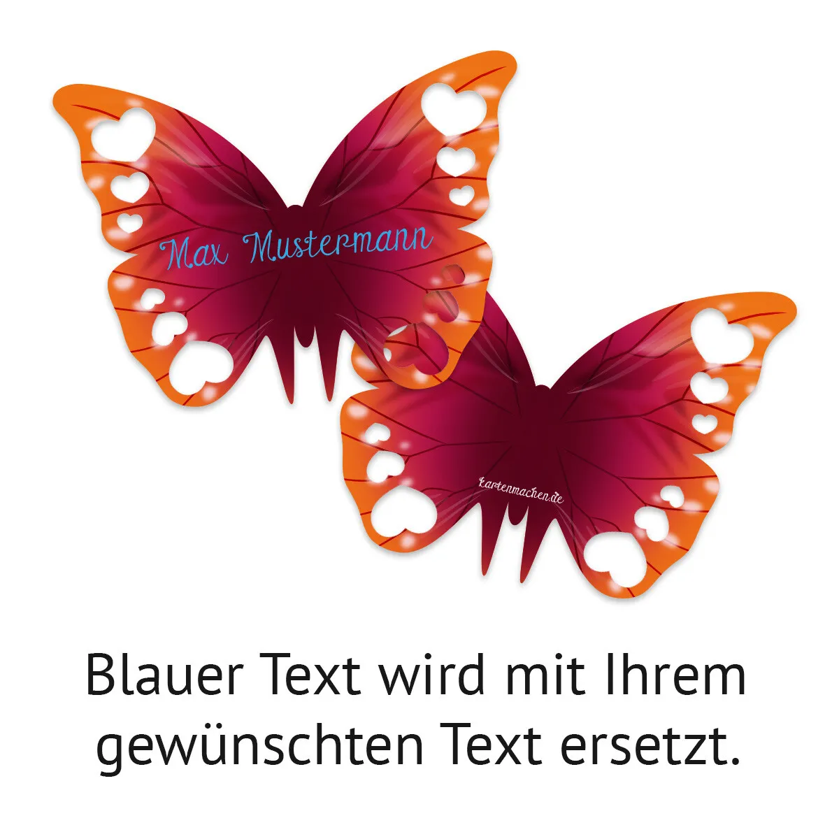 Tischkarten zur Hochzeit als Schmetterling - Lila