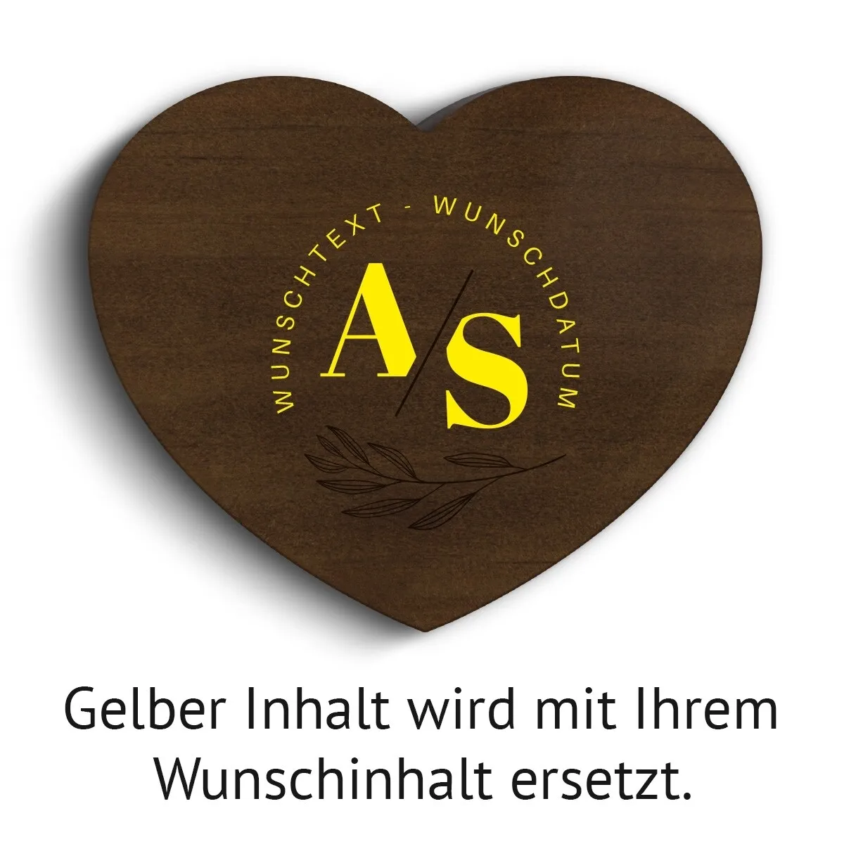 Hochzeit Herz Ringbox Kebony Holz - Initialen Schnitt