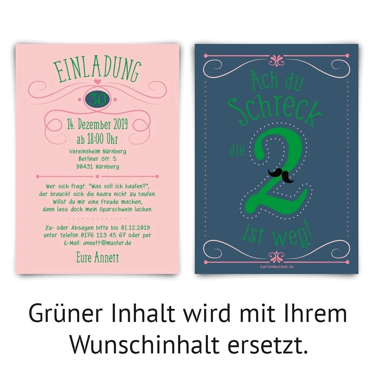 30. Geburtstag Einladungskarten - Die 2 ist weg