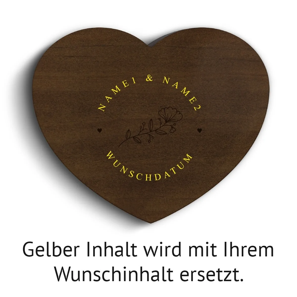 Hochzeit Herz Ringbox Kebony Holz - Blume