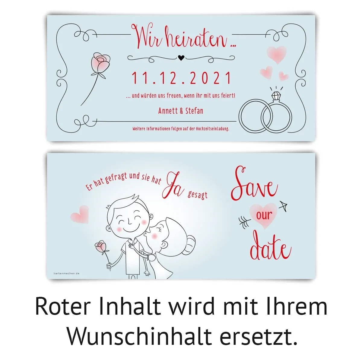 Hochzeit Save the Date Karten - Küssendes Paar