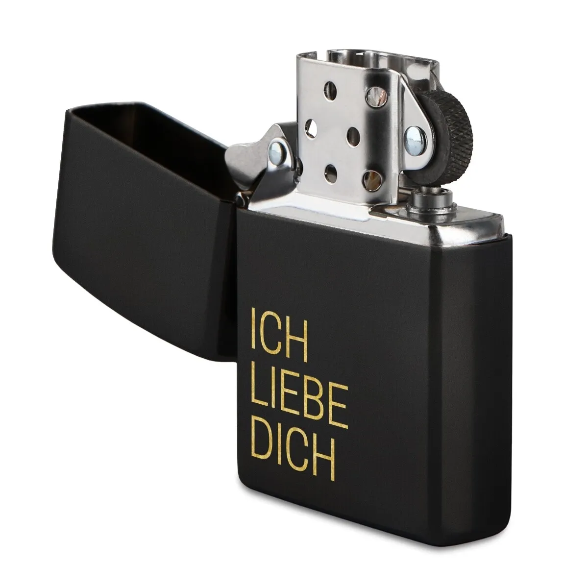 Zippo Sturmfeuerzeug Mattschwarz - Ich Liebe Dich Schlicht