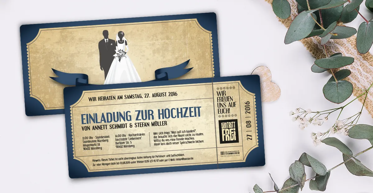 Hochzeitseinladungen individuelle Kreation mit Ihrem eigenem Text