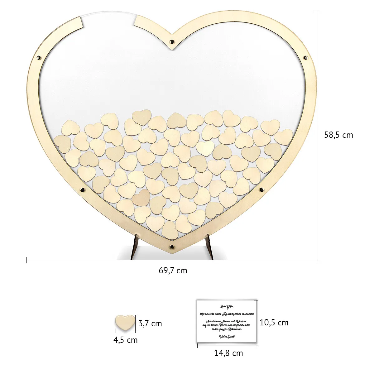 Hochzeit Gästebuch Alternative - Herz aus Holz L Weiß