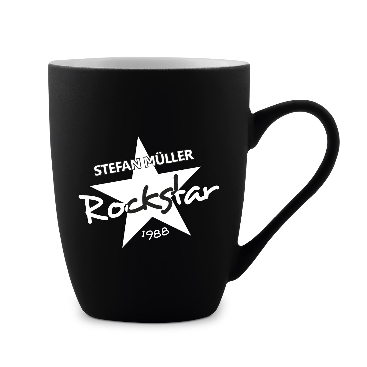 Tasse 300 ml Keramik gummiert Schwarz - Rockstar