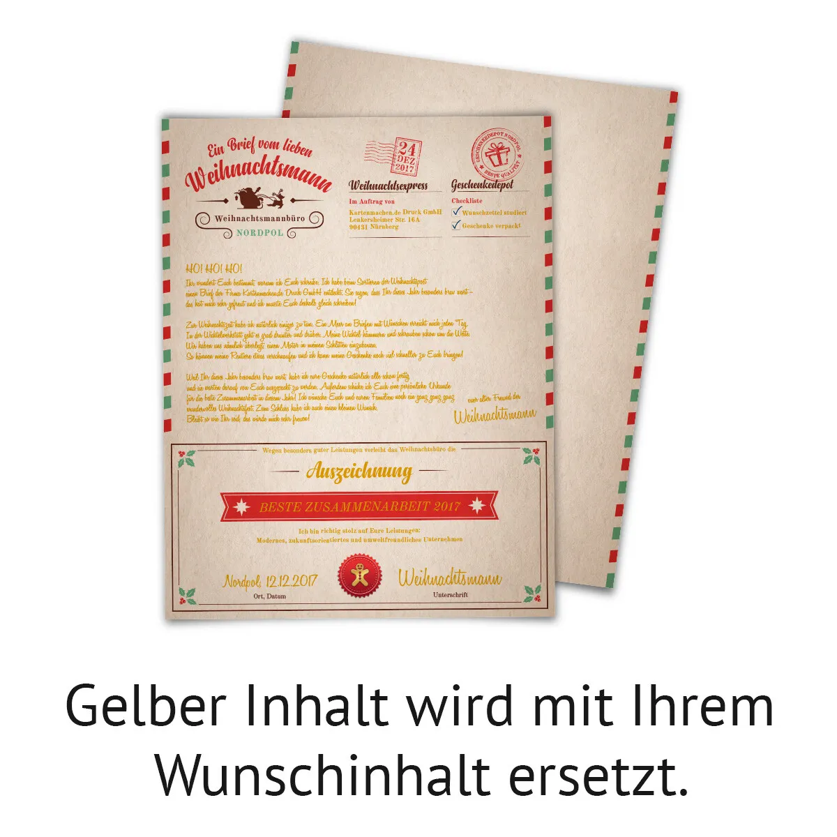 Firmen Weihnachtskarten - Brief vom Weihnachtsmann