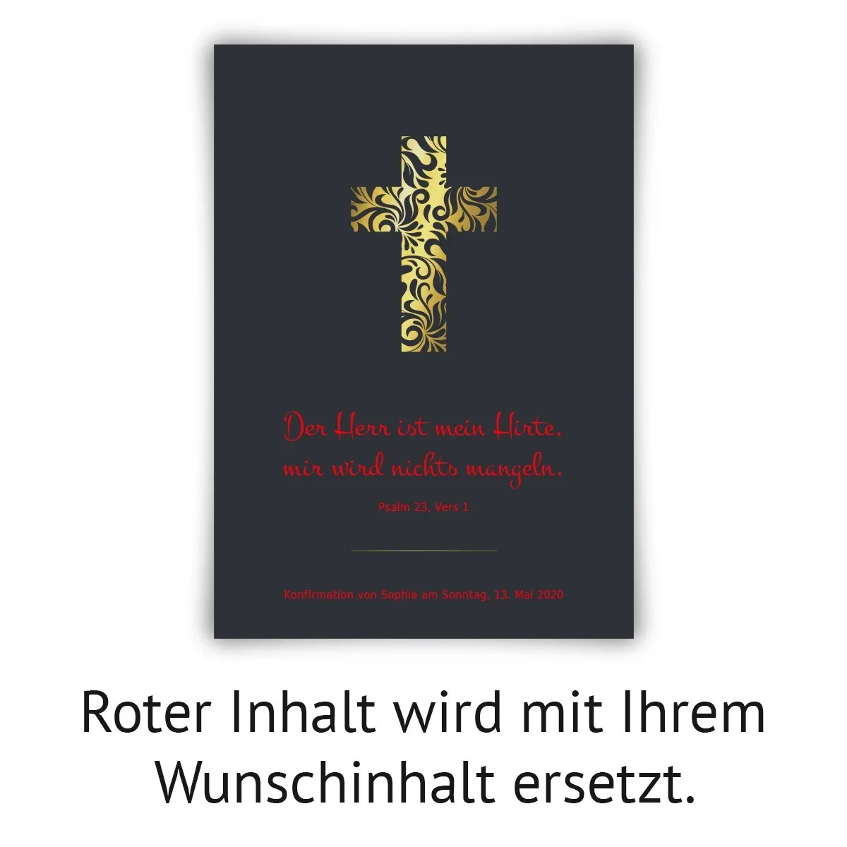 Personalisiertes Kunstdruck Poster mit Heißfolienprägung - Blumenkreuz