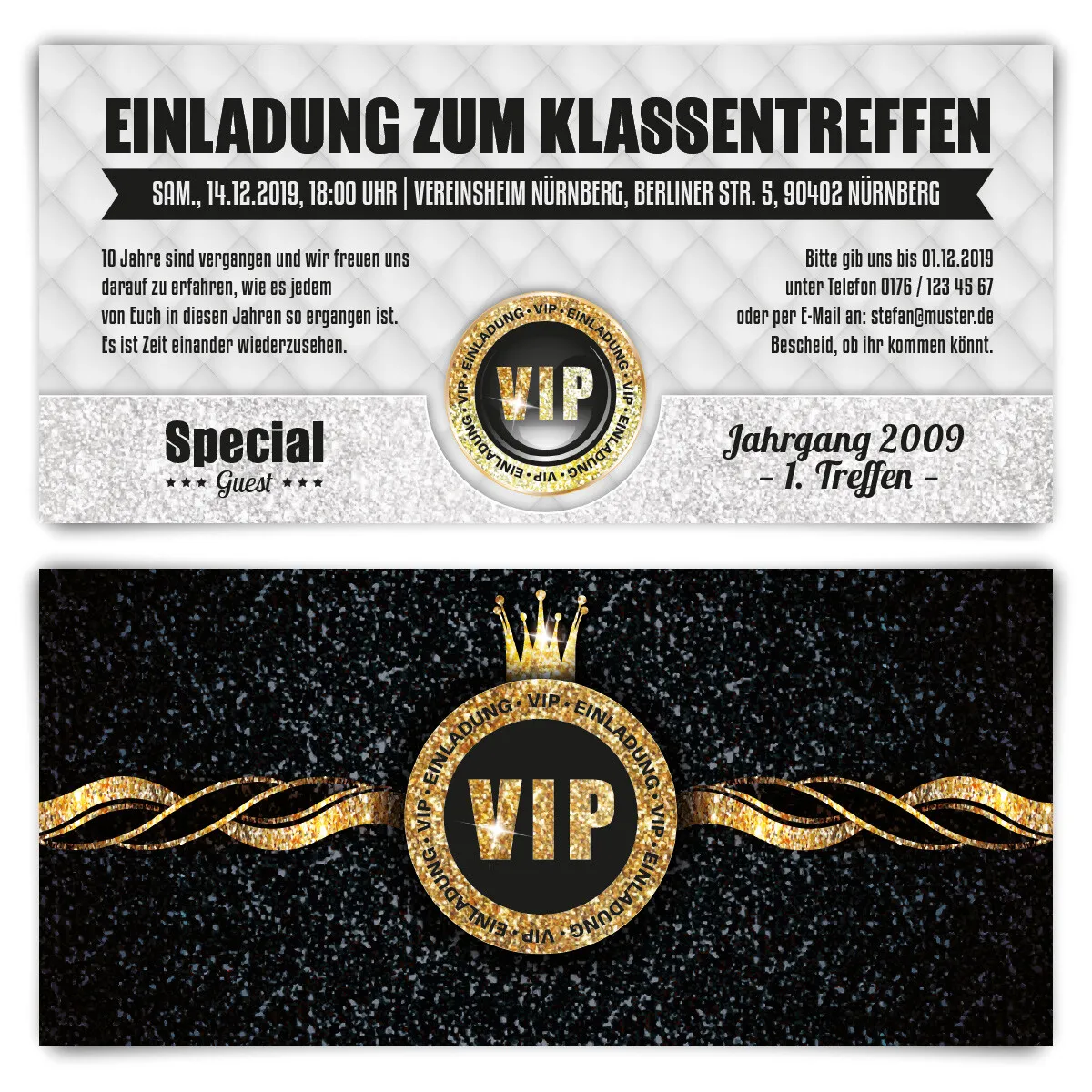 Klassentreffen Einladungskarten - VIP Gold