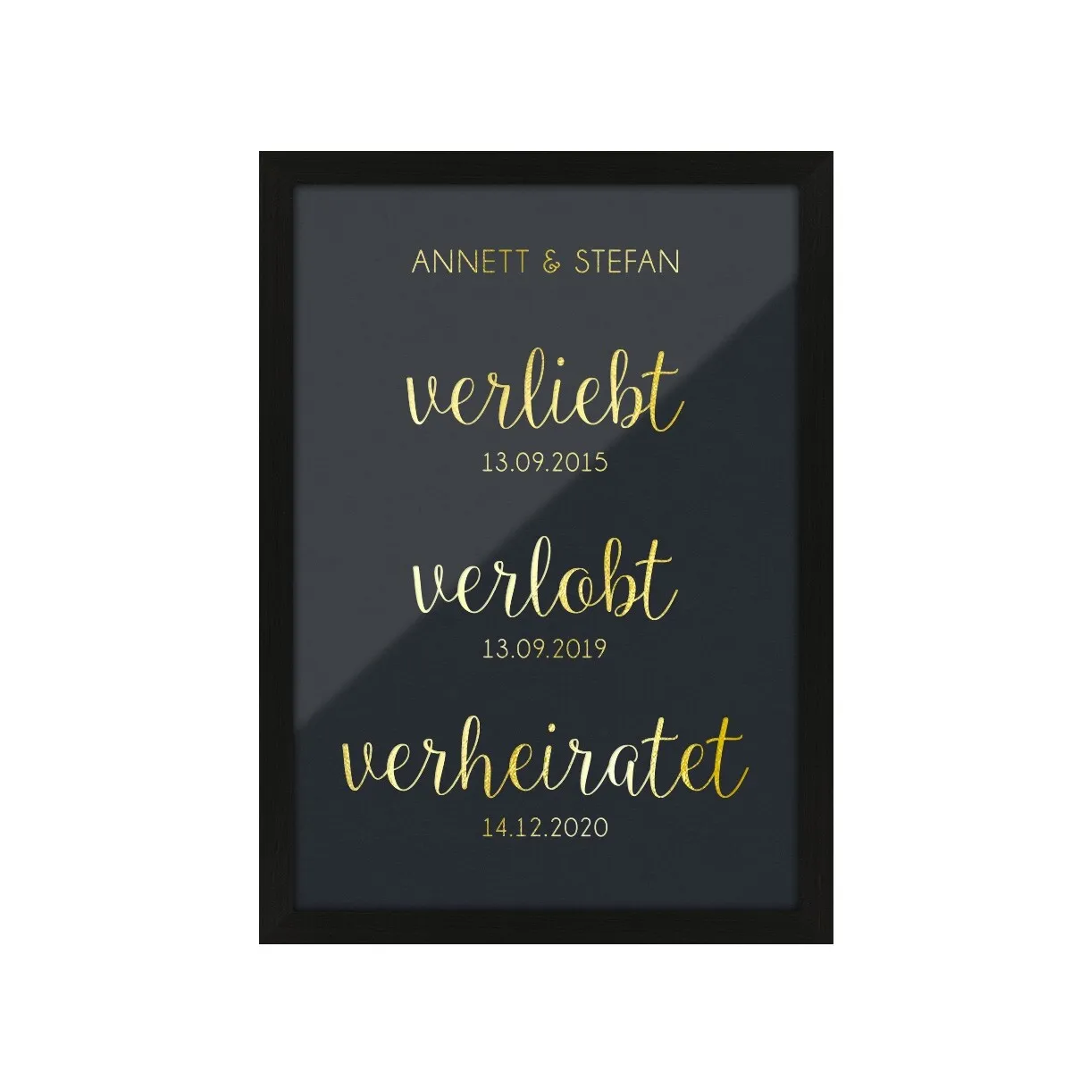 Personalisiertes Kunstdruck Poster mit Heißfolienprägung - Verlobt