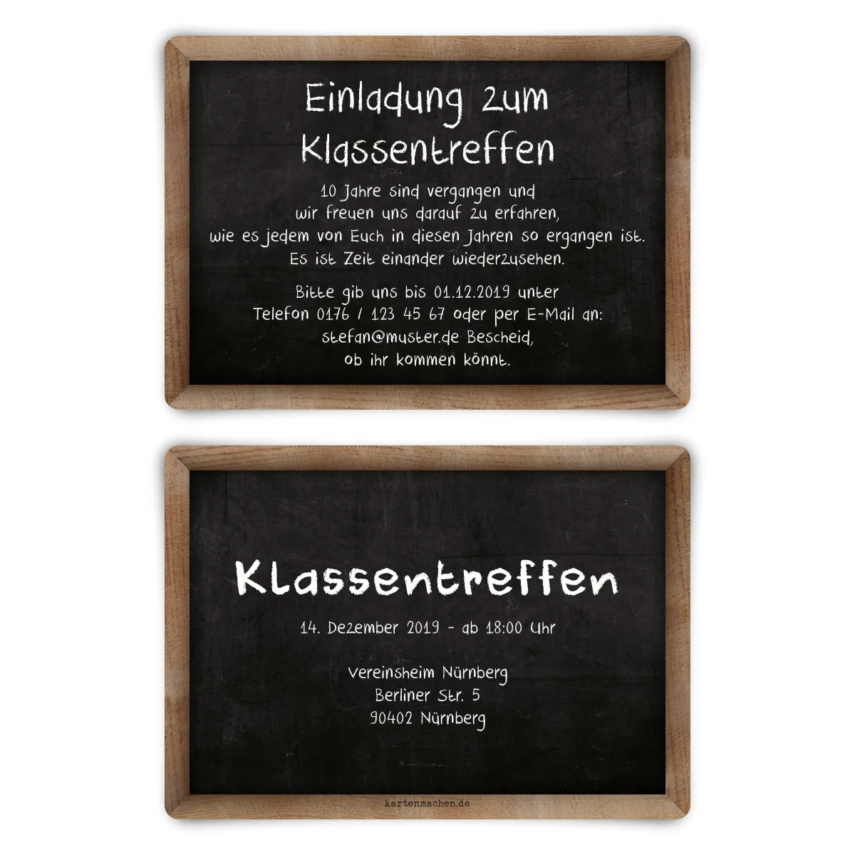 Klassentreffen Einladungskarten - Schiefertafel Motiv