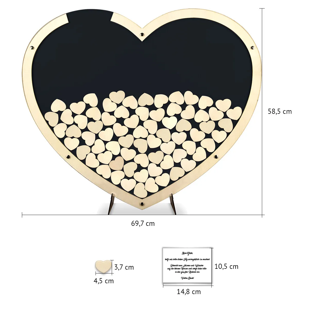 Hochzeit Gästebuch Alternative - Herz aus Holz L Anthrazit