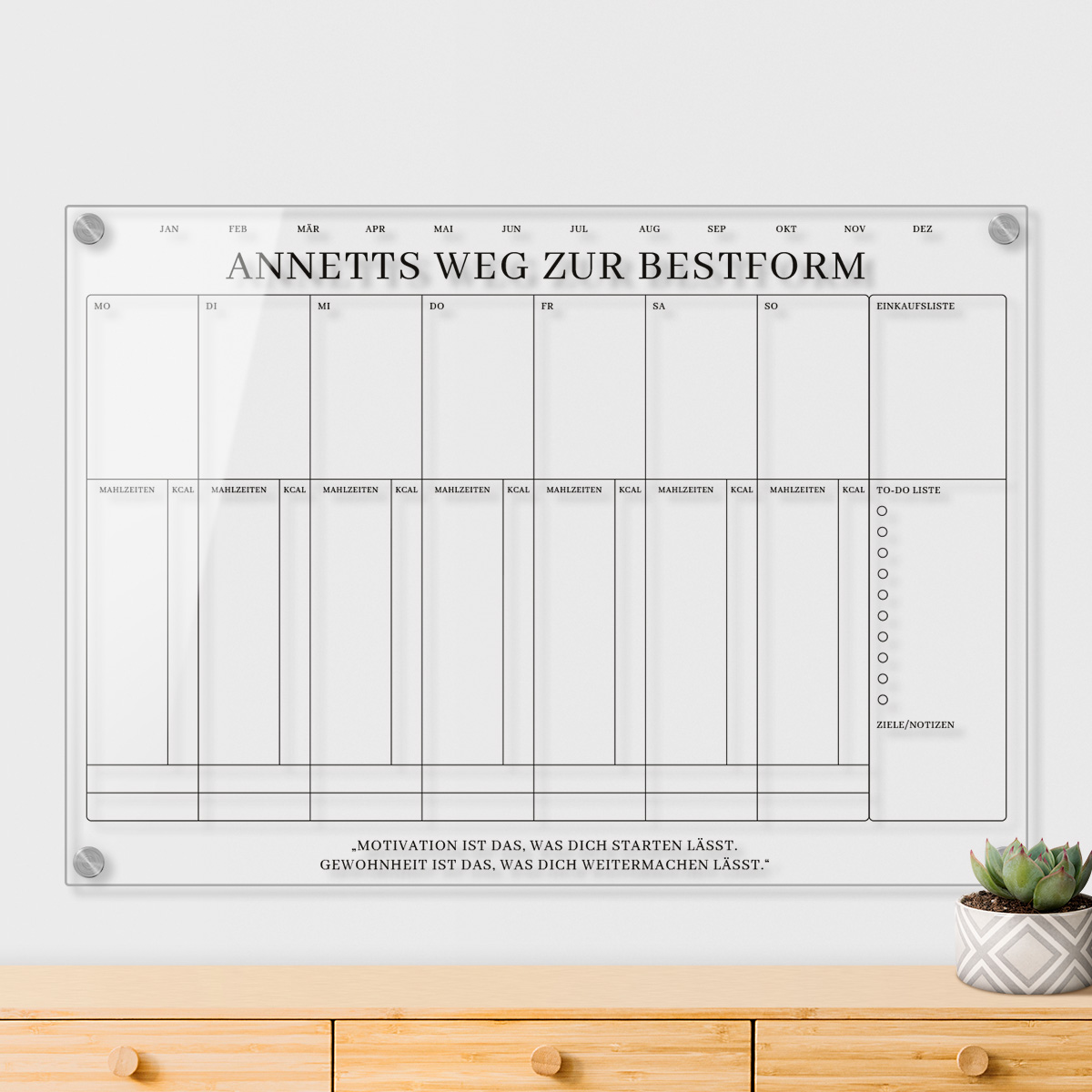 Personalisierter Acrylglas Fitnesskalender